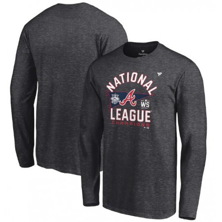 Men's Atlanta Braves 2021 Heathered Charcoal National League Champions Locker Room Long Sleeve T-Shirt Men's Atlanta Braves 2021 Heathered Charcoal National League Champions Locker Room Long Sleeve T-Shirt