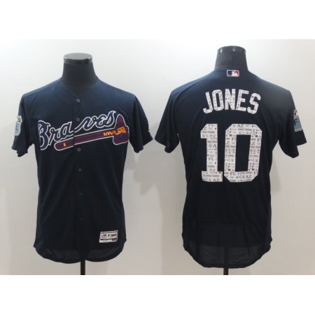 Men's Atlanta Braves #10 Chipper Jones Navy 2017 Spring Training Authentic Flex Base Player Stitched MLB Jersey