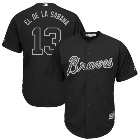 Men's Atlanta Braves #13 Ronald Acuna Jr. "El de la Sabana" Black 2019 Players' Weekend Replica Player Stitched MLB Jersey