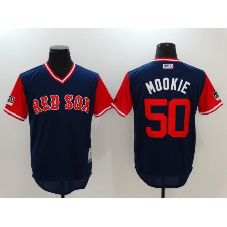 Men's Boston Red Sox #50 Mookie Betts "Mookie" Navy/Red 2018 Players' Weekend Stitched MLB Jersey