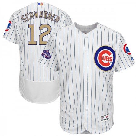 Men's Chicago Cubs #12 Kyle Schwarber White 2017 Gold Program Flex Base Player Stitched MLB Jersey