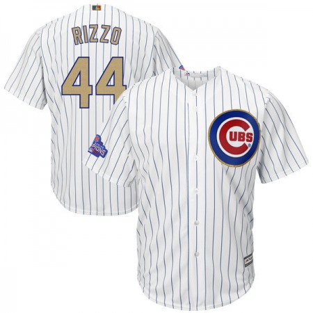 Men's Chicago Cubs #44 Anthony Rizzo White 2017 Gold Program Cool Base Player Stitched MLB Jersey