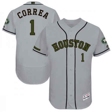 Men's Houston Astros #1 Carlos Correa Gray 2017 Memorial Day Authentic Collection Flex Base Player Stitched MLB Jersey