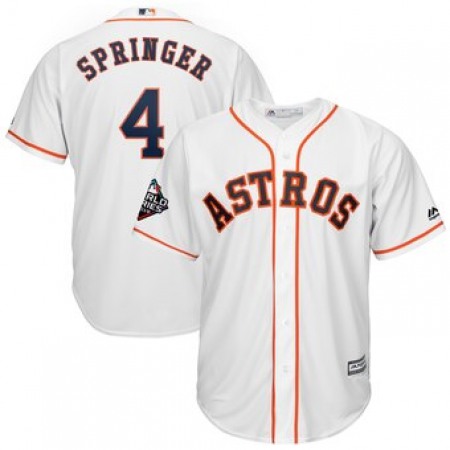 Men's Houston Astros #4 George Springer White 2019 World Series Bound Cool Base Stitched MLB Jersey