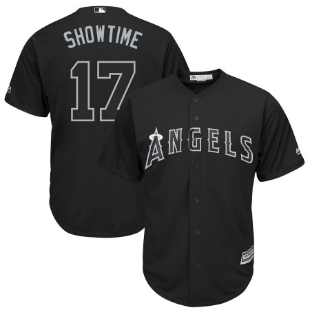 Men's Los Angeles Angels #17 Shohei Ohtani "Showtime" Black 2019 Players' Weekend Player Stitched MLB Jersey