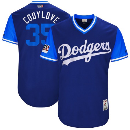 Men's Los Angeles Dodgers #35 Cody Bellinger "Cody Love" Royal/Light Blue 2018 Players' Weekend Stitched MLB Jersey
