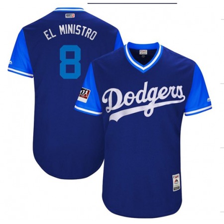 Men's Los Angeles Dodgers #8 Manny Machado "El Ministro" Royal Players Weekend Authentic Stitched MLB Jersey