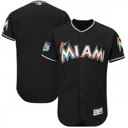 Men's Miami Marlins Black 2017 Spring Training Authentic Flex Base Team Stitched MLB Jersey