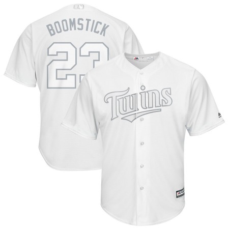 Men's Minnesota Twins #23 Nelson Cruz "Boomstick" White 2019 Players' Weekend Replica Player Stitched MLB Jersey
