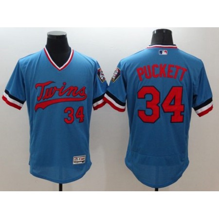 Twins #34 Kirby Puckett Light Blue Flexbase Authentic Collection Cooperstown Stitched MLB Jersey