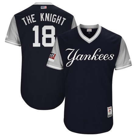 Men's New York Yankees #18 Didi Gregorius "The Knight" Navy/Gray 2018 Players' Weekend Authentic Stitched MLB Jersey