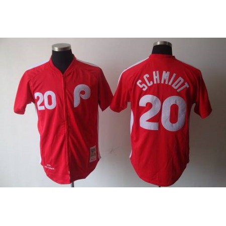Mitchell And Ness Phillies #20 Mike Schmidt Red Stitched MLB Jersey