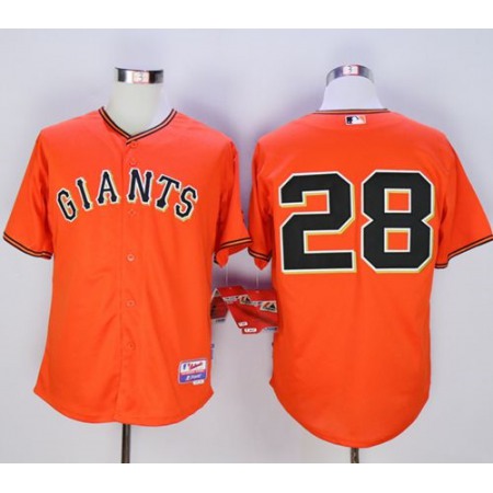 Giants #28 Buster Posey Orange Old Style "Giants" Stitched MLB Jersey