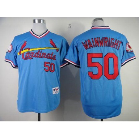 Cardinals #50 Adam Wainwright Blue 1982 Turn Back The Clock Stitched MLB Jersey