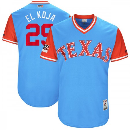 Men's Texas Rangers #29 Adrian Beltre "El Koja" Light Blue/Royal 2017 Little League World Series Players Weekend Classic Stitched MLB Jersey