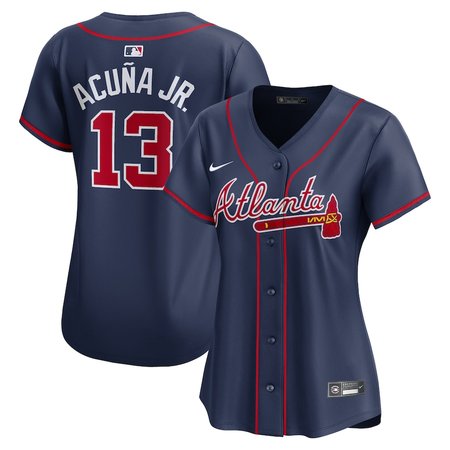 Women's Atlanta Braves #13 Ronald Acuna Jr Navy Cool Base Stitched MLB Jersey