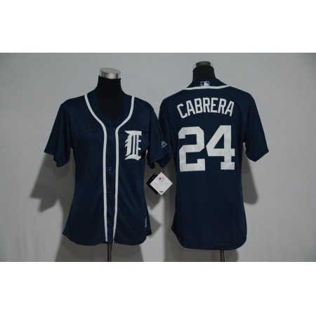 Women's Detroit Tigers #24 Miguel Cabrera Fashion Navy Cool Base Player Stitched MLB Jersey