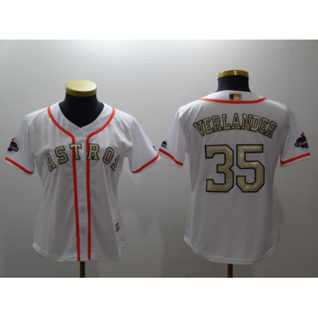 Women's Houston Astros #35 Justin Verlander White 2018 Gold Program Cool Base Player Stitched MLB Jersey
