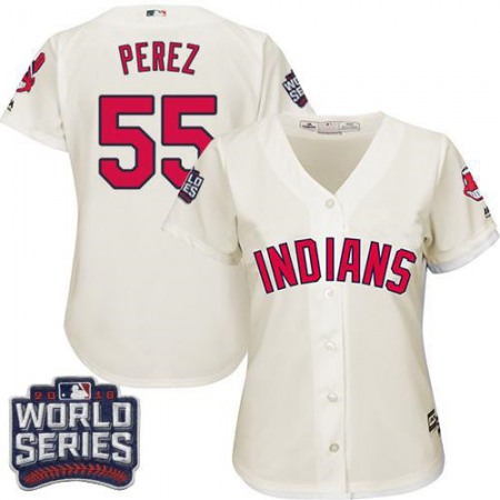 indians #55 Roberto Perez Cream 2016 World Series Bound Women's Alternate Stitched MLB Jersey