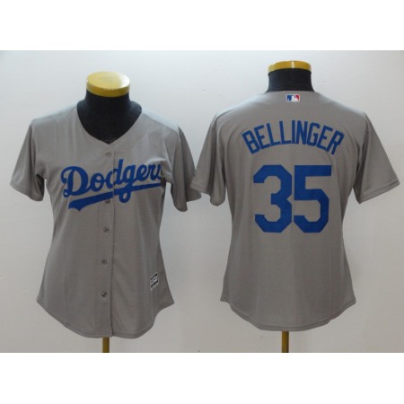 Women's Los Angeles Dodgers #35 Cody Bellinger Gray Cool Base Stitched MLB Jersey
