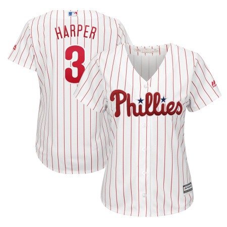 Women's Philadelphia Phillies #3 Bryce Harper White Home Cool Base Stitched MLB Jersey(Run Small)