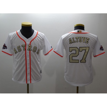 Youth Houston Astros #27 Jose Altuve White 2018 Gold Program Cool Base Player Stitched MLB Jersey