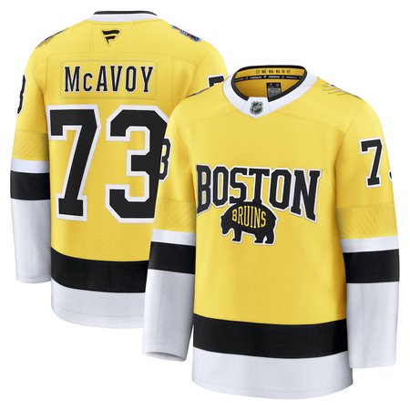 Men's Boston Bruins #73 Charlie McAvoy Gold 2026 NHL Stadium Series Premium Jersey