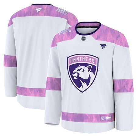 Men's Florida Panthers White 2024 Hockey Fights Cancer Practice Jersey