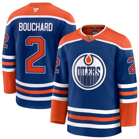 Men's Edmonton Oilers #2 Evan Bouchard Royal Home Premium Jersey