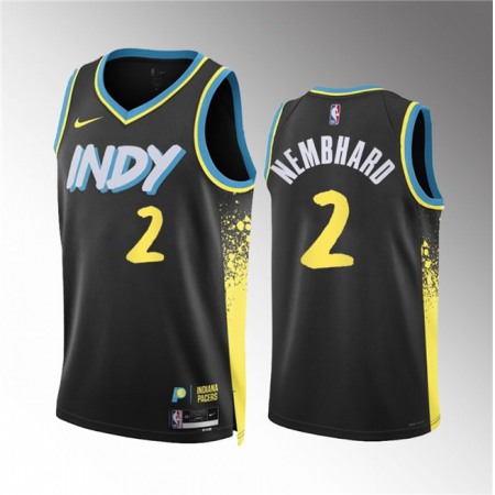 Men's Indiana Pacers #2 Andrew Nembhard Black 2023/24 City Edition Stitched Basketball Jersey Men's Indiana Pacers #2 Andrew Nembhard Black 2023/24 City Edition Stitched Basketball Jersey