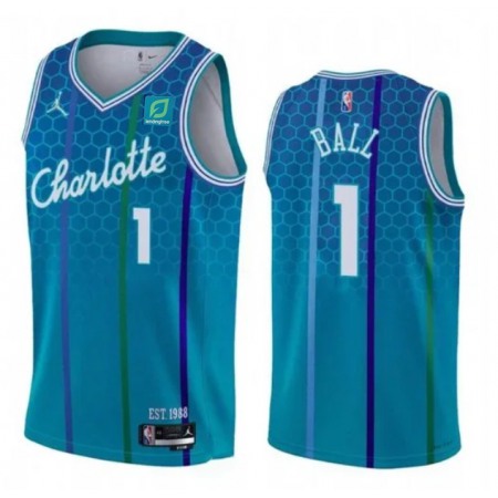 Men's Charlotte Hornets #1 LaMelo Ball Teal 2021-22 City Edition Stitched Basketball Jersey