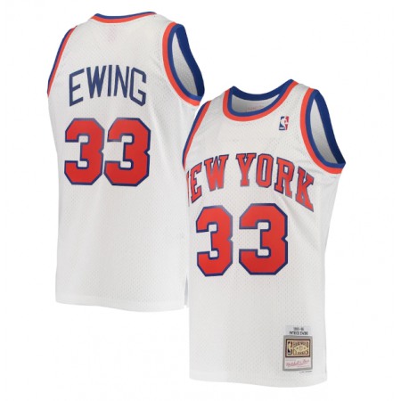 Men's New Yok Knicks #33 Patrick Ewing White Mitchell & Ness 1985-86 Hardwood Classics Swingman Stitched Jersey
