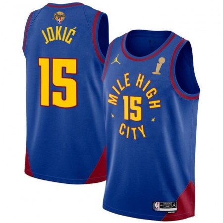 Men's Denver Nuggets #15 Nikola Jokic Blue 2023 Finals Champions Statement Edition Stitched Basketball Jersey Men's Denver Nuggets #15 Nikola Jokic Blue 2023 Finals Champions Statement Edition Stitched Basketball Jersey