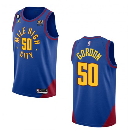 Men's Denver Nuggets #50 Aaron Gordon Blue 2022/23 Statement Edition With NO.6 Patch Stitched Jersey Men's Denver Nuggets #50 Aaron Gordon Blue 2022/23 Statement Edition With NO.6 Patch Stitched Jersey