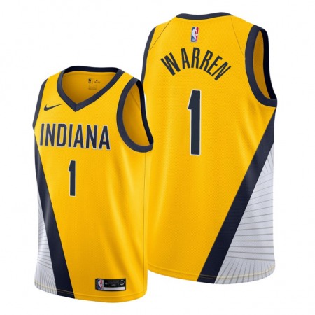 Men's Indiana Pacers #1 T.J. Warren Yellow Statement Edition Stitched Jersey Men's Indiana Pacers #1 T.J. Warren Yellow Statement Edition Stitched Jersey