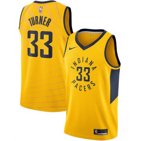 Men's Indiana Pacers #33 Myles Turner Yellow Statement Edition Swingman Stitched Jersey Men's Indiana Pacers #33 Myles Turner Yellow Statement Edition Swingman Stitched Jersey