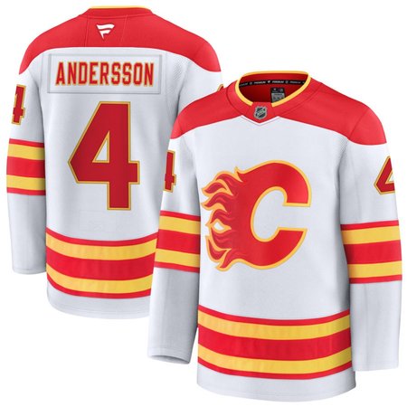 Men's Calgary Flames #4 Rasmus Andersson White Away Premium Jersey