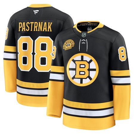 Men's Boston Bruins #88 David Pastrnak Black Alternate 100th Anniversary Premium Jersey