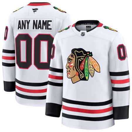 Men's Chicago Blackhawks White Away Premium Custom Jersey