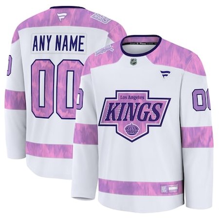 Men's Los Angeles Kings White 2024 Hockey Fights Cancer Practice Custom Jersey