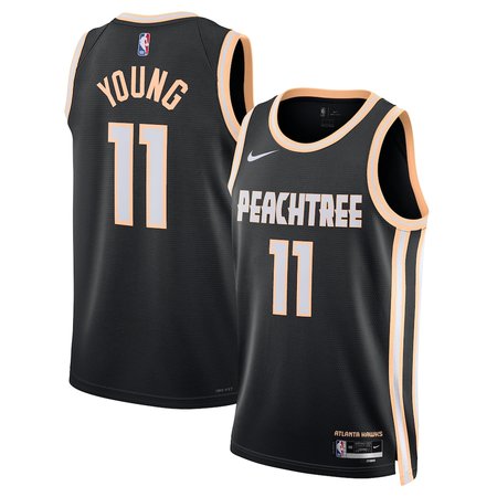 Youth Atlanta Hawks #11 Trae Young Black 2025/26 Swingman City Edition Jersey
