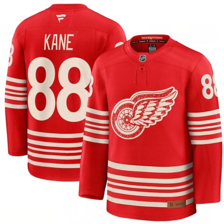 Men's Detroit Red Wings #88 Patrick Kane Red 2025 Centennial Premium Stitched Hockey Premium Jersey