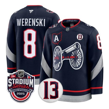 Youth Columbus Blue Jackets #8 Zach Werenski Navy 2024-25 Stadium Series With A Patch Stitched Hockey Jersey