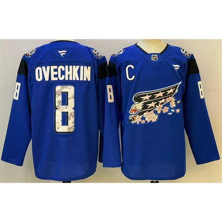 Youth Washington Capitals #8 Alex Ovechkin Blue Cherry Blossom With C Patch Stitched Hockey Jersey