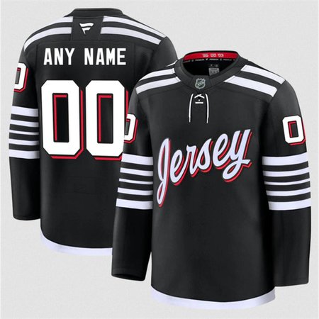 Men's New Jersey Devils Custom Black 2024-25 Alternate Stitched Hockey Premium Jersey