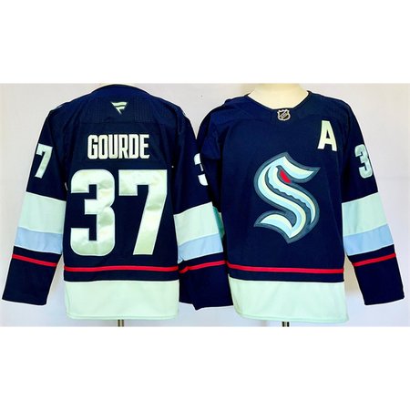 Youth Seattle Kraken #37 Yanni Gourde Navy 2024-25 Home With A Patch Stitched Hockey Jersey