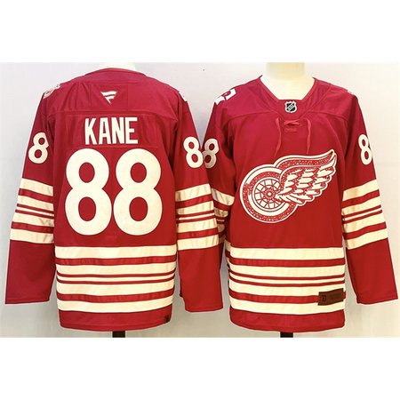 Men's Detroit Red Wings #88 Patrick Kane Red 2025-26 Centennial Premium Stitched Hockey Premium Jersey