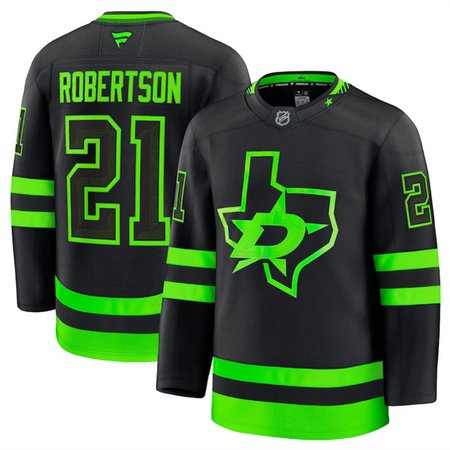 Men's Dallas Stars #21 Jason Robertson Black 2024-25 Alternate Stitched Hockey Premium Jersey