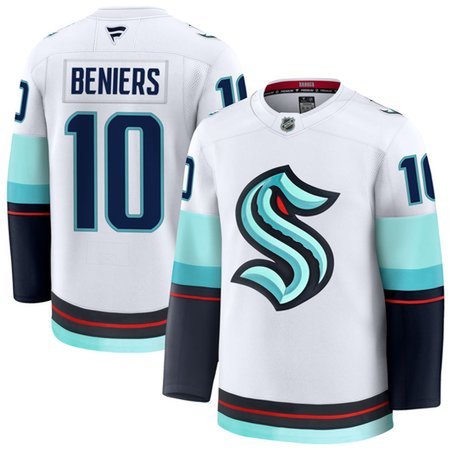 Men's Seattle Kraken #10 Matty Beniers Fanatics White Away Premium Jersey