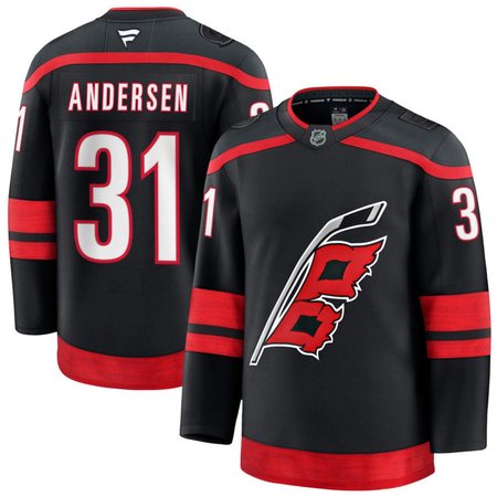 Men's Carolina Hurricanes #31 Frederik Andersen Black Home Stitched Hockey Premium Jersey